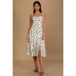 Lulu's Black and White Midi Dress